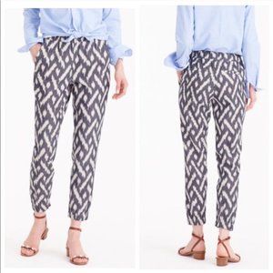 J. Crew Gray and White Ikat Seaside Elastic Jogger Ankle Pants Size 0